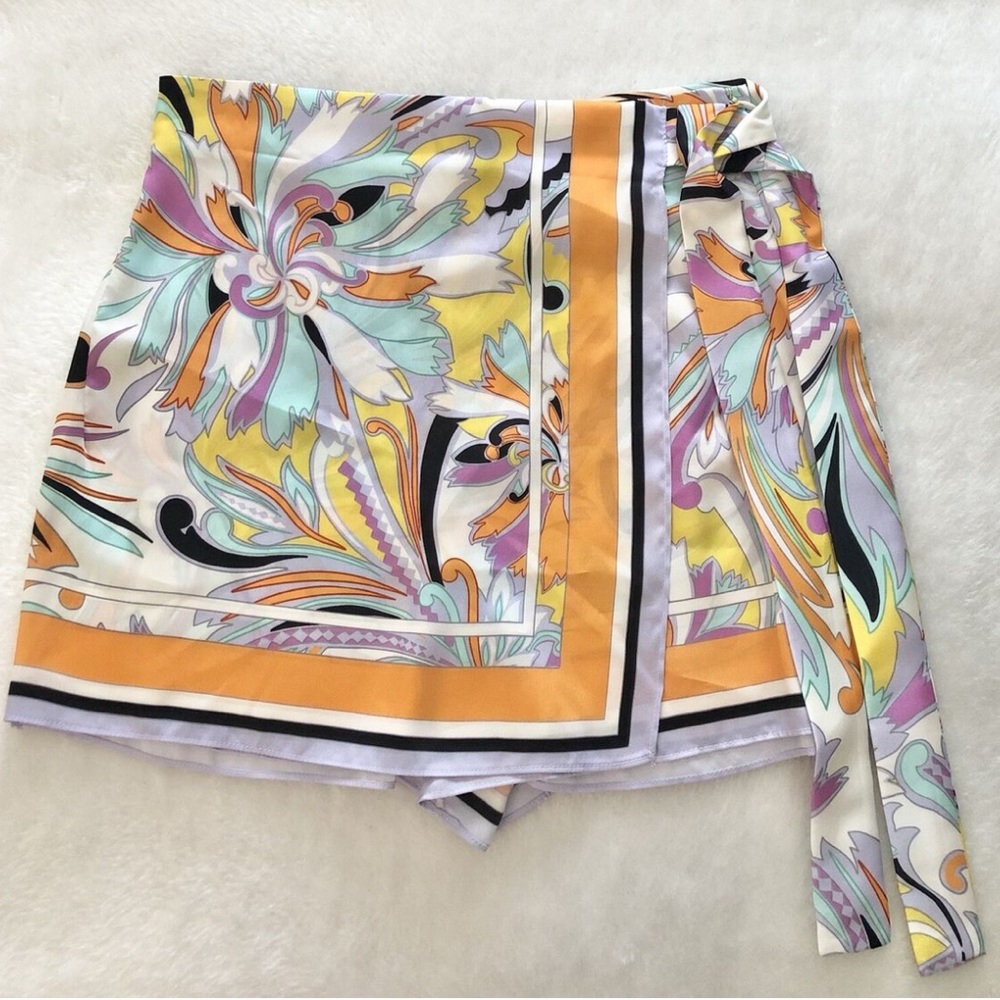 Zara Multicolor Abstract Wrap Skirt